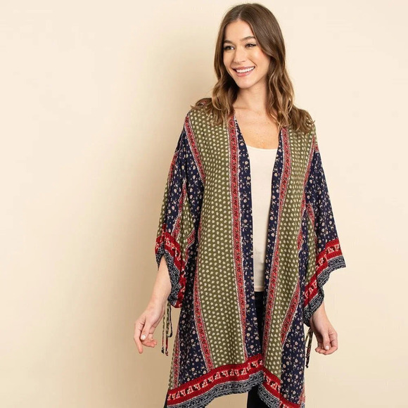 Boho Navy Print Kimono/Cardigan - Picture 1 of 4